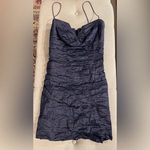 Nicole Miller Ruched Organza Blue Dress